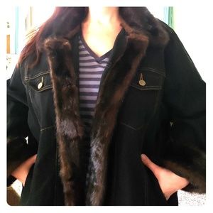 Denim faux fur trimmed jacket